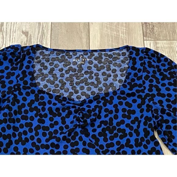 AVA & VIV plus size black and royal blue polkadot, dress size 2X - Picture 6 of 12